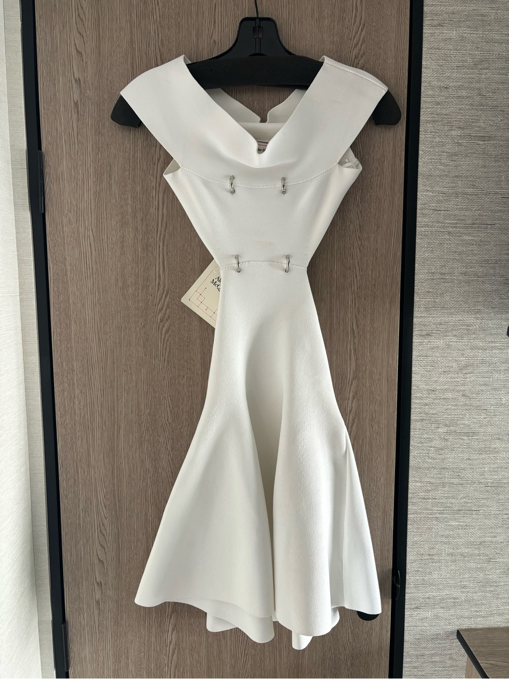 Alexander McQueen White Sculpted Fit-and-Flare Mini Dress
